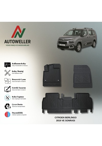 Citröen Berlingo Feel Paket 2019 Sonrası Uyumlu Havuzlu Oto Paspas