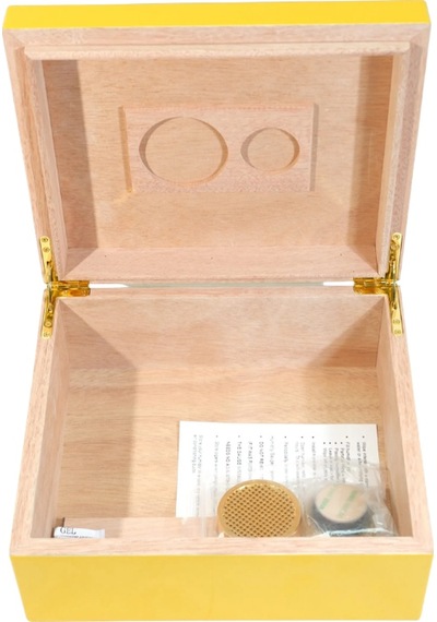 Cohiba Sarı Nokta Desenli Sedir Humidor Puro Kutusu - Tr9820