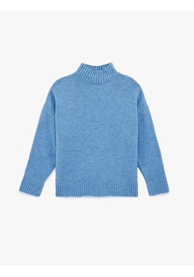 Koton Dik Yaka Uzun Kollu Oversize Triko Kazak Mavi 6sak90091ht Mavi