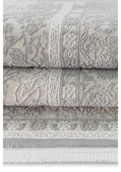 Badelya Home Gri 7135 Modern Desen Doğal Taban Saçaklı Salon Koridor Mutfak Çocuk Oturma Odası Halısı Yolluk 7135-gri