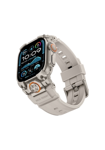 Watch Ultra 49mm Uyumlu Mohseven İwatch Armor Silikon Kordon Titanyum-beyaz