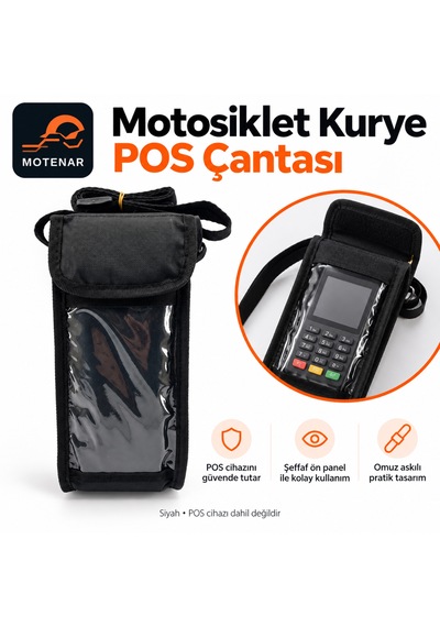 Motenar Motosiklet Kurye Pos Çantası Şeffaf Pencereli Siyah