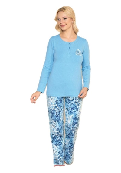 Alperi 79-60 Kadın Uzun Kol Pijama Takım Mavi