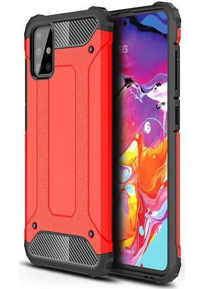 Noktaks - Samsung Galaxy Uyumlu A51 - Kılıf Çift Katman Zırh Tank Crash Military Kapak - Mavi