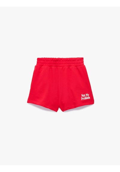 Koton Rahat Kalıp Baskılı Normal Bel Lastikli Mini Spor Şort Kırmızı 6sak40308nk