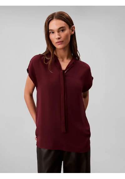 Calvin Klein Chiffon Ss Tie Neck, Gex Bordo Kadın Bluz