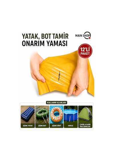 Mainshop 12'li Onarım Yaması - Şişme Havuz, Bot Ve Simit Tamir Kiti M-51