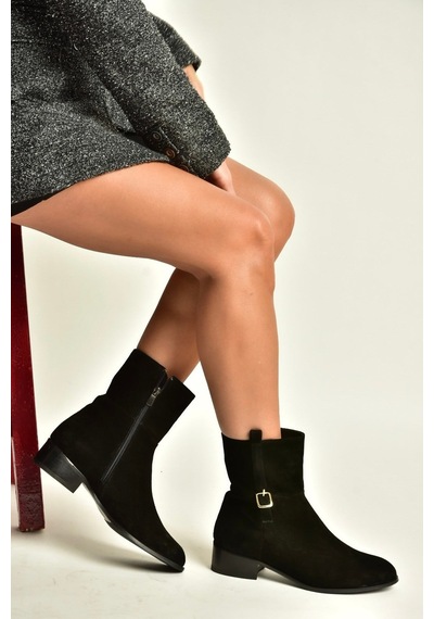 Fox Shoes Z752554161 Siyah Hakiki Deri Süet Günlük Kadın Bot
