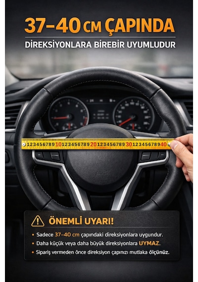 Direksiyon Kılıfı Universal Geçmeli Oto Direksiyon Kılıfı Premium Deri Kaymaz Kolay Montaj - Clsx4 Taba