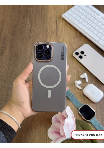 Apple iPhone 15 Pro Max Magsafe Uyumlu Mat Sert Klein Kılıf Gri