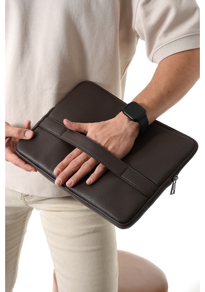 Westpolo Vegan Deri Unisex Laptop, Evrak Çantası - 6077 Kahverengi