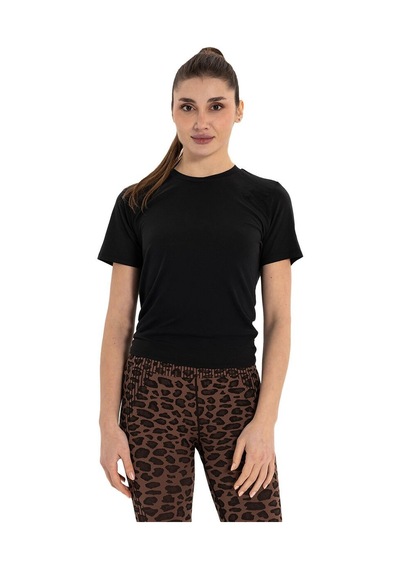 Inguz Sırt Bağlamalı Modal Yoga T-shirt SIYAH