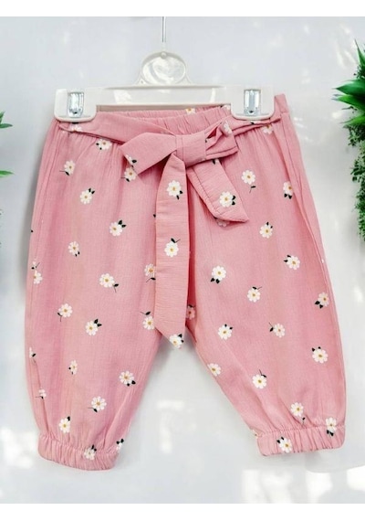 Zekids Kız Bebek Papatya Desenli Pantolonlu Takım-14532 Pembe