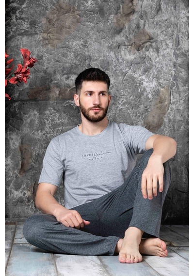 Sude Erkek Süprem Bisiklet Yaka İnce Kısa Kol Pijama Takımı K300/194 - 1 Adet 001