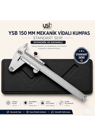 YSB 150 mm Standart Seri Mekanik Vidalı Kumpas - Ekonomik ve Dayanıklı -