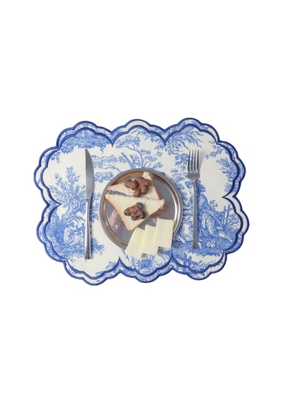 Mavi Beyaz Vintage Nakış İşlemeli Amerikan Servis 2'li Beyaz-mavi - 690901537 Beyaz-mavi