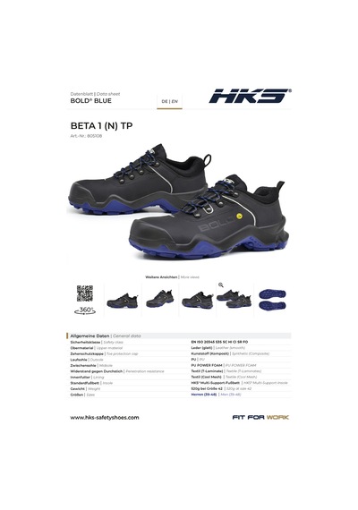 Hks Beta 1 N Tp S3s Hı Cı Sr Fo İş Ayakkabısı 520 Gr Siyah