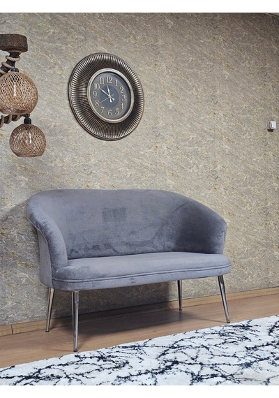 Zafir İkili Teddy Krom Kaplama Sivriltme Ayak Çay Seti Koltuk İkili Berjer , Balkon, Salon, Ofis Gri