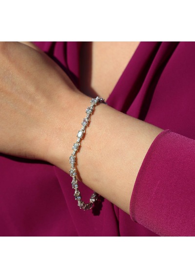 Sıra Taşlı Su Yolu Sky Diamond Gümüş Bileklik Gümüş