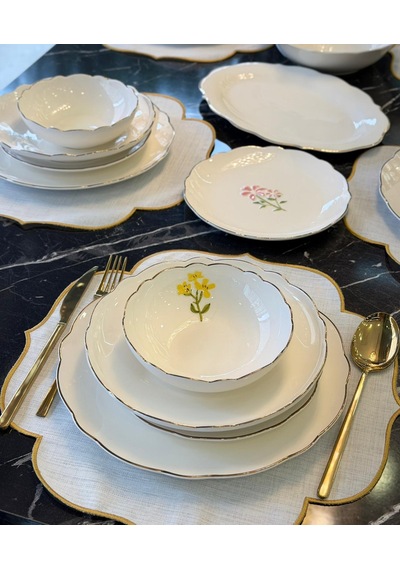 24 Parça 6 Kişilik Porselen Hand Made Yemek Takımı-5322 Beyaz