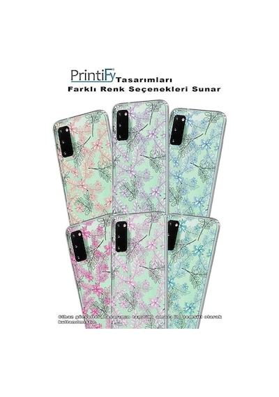 Realme 11 İle Uyumlu Floral Pudra Baskılı Kamera Korumalı Şeffaf Kılıf