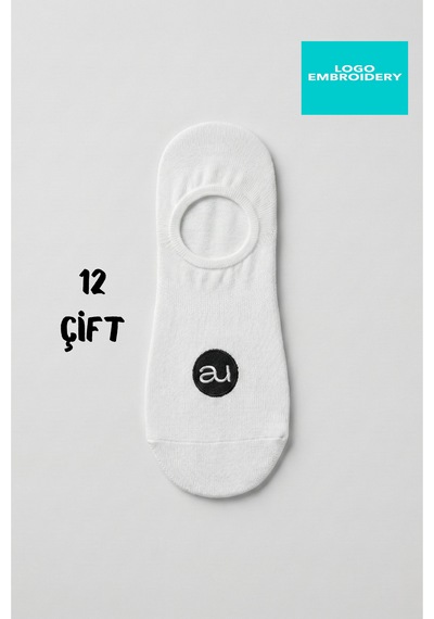 Allunique Penye Pamuk 12'li Beyaz Görünmez Sneaker Çorap Beyaz