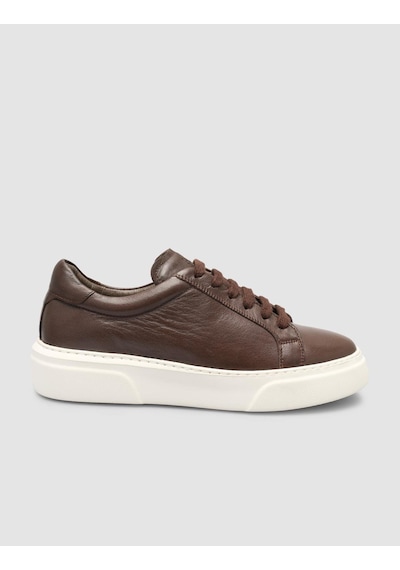 Monamae %100 Hakiki Deri Kahverengi Kadın Sneaker Kahverengi