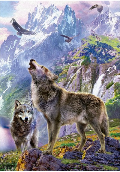 Educa 500 Parça Kayalardaki Kurtlar Puzzle - 19548 - Wolves In The Rocks