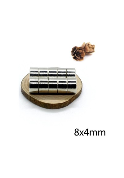 10 Adet Çap 8Mm X Kalınlık 4Mm Yuvarlak Güçlü Neodyum Mıknatıs N11.2419