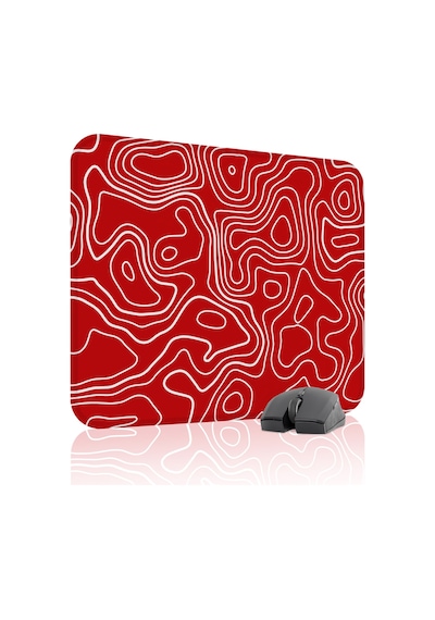 Kırmızı Beyaz 48x40 Xl Taraftar Gaming Oyuncu Mouse Pad Kaymaz Taban Büyük Fare Altlığı Topography