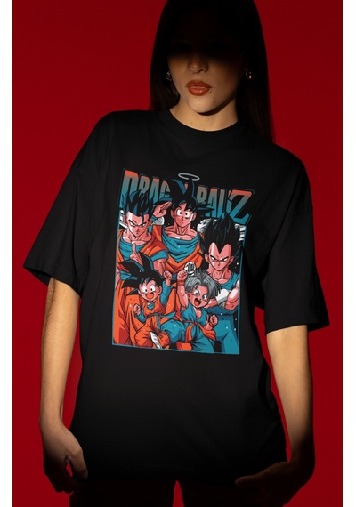 Tasarım Son Goku Dragon Ball Anime Karakter Ön Baskılı Unisex Ove Siyah