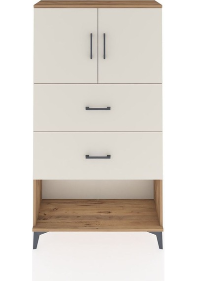 Arges Dolap 2 Raflı 2 Çekmeceli 2 Kapaklı 88x30x163 Çam-çam Atlas Çam