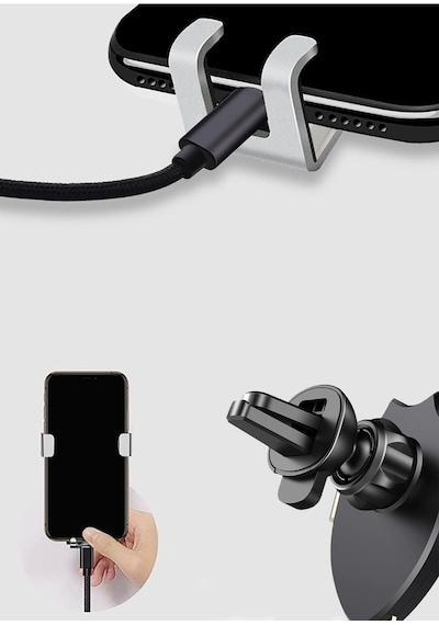 Thentech Metal Gövdeli Bütün Telefonlara Uyan Araba İçi Telefon Sabitleyici Siyah