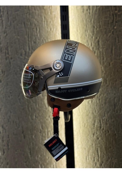 Aegis Retro Açik Kask Enjoy Life Bej Motosiklet Kaskı