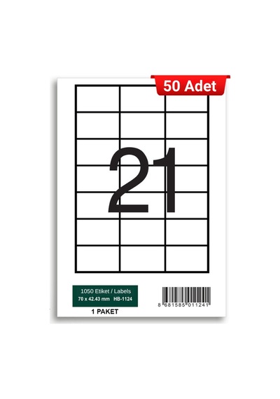 Herboy Hb-1124 70 X 42,43 Mm A4 Laser Etiket 50 Adet