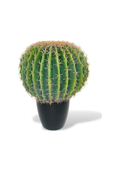 Yapay Çiçek Echinocactus Grusonii Altın Fıçı Kaktüs Siyah Saksıda 50 35cm Cactüs Sk4010s