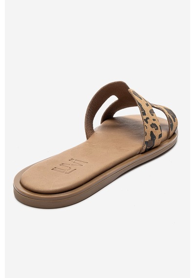 Luvishoes Bıora Siyah Sarı Desenli Hakiki Deri Kadın Terlik Siyah - Sarı
