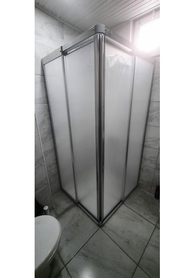 Girayduşakabin 90x120 Parlak Profil Mika Köşe Girişli Kabin Gümüş