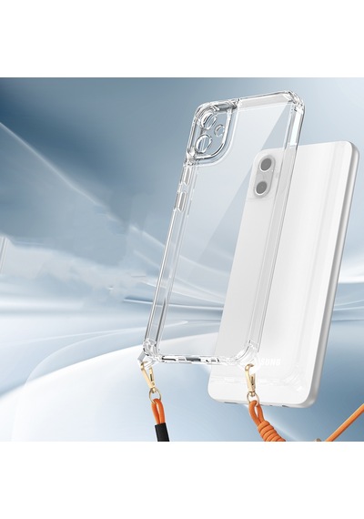 Zore Samsung Galaxy A06 Uyumlu Kılıf Airbagli Takılabilir Askı Aparatlı Omsy Snap Silikon Kapak-şeffaf Şeffaf