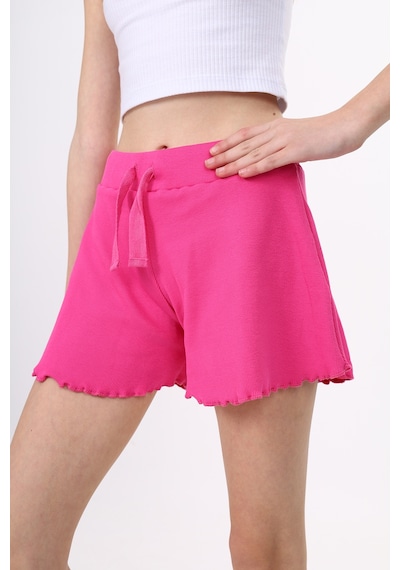 Toontoy Kids Toontoy Kız Çocuk Beli Lastikli Basic Fitilli Şort - Paça Detaylı Fuşya