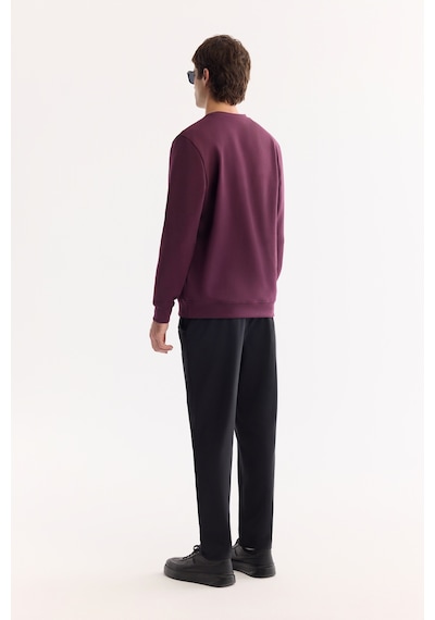 Avva Erkek Bordo Bisiklet Yaka Pamuklu Bi-stretch Baskılı Regular Fit Sweatshirt A52y1325