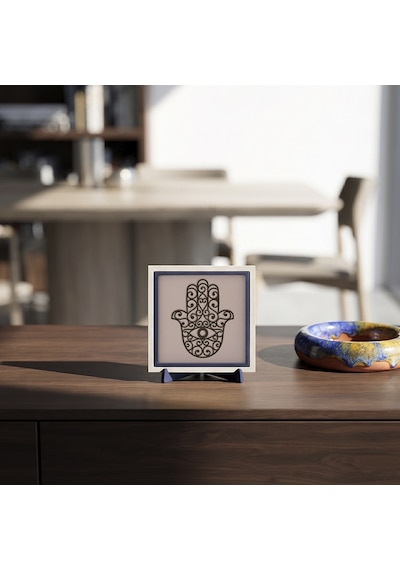 Hamsa Motifli Zarif Dekoratif Obje, Yaşam Alanınızı Zenginleştiren Modern Aksesuar 10x10 Cm