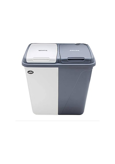 Kirli Çamaşır Sepeti İki Bölmeli Gri&Beyaz 90 Litre
