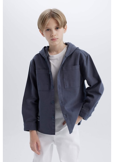 DeFacto Erkek Çocuk Oversize Geniş Kalıp Kapüşonlu Gabardin Uzun Kollu Gömlek D3194A825SPAR153 DeFacto Erkek Çocuk Oversize Geniş Kalıp Kapüşonlu Gabardin Uzun Kollu Gömlek D3194A825SPAR153