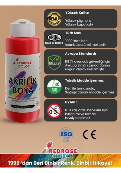 Red Rose Kırmızı Akrilik Boya 120 ML