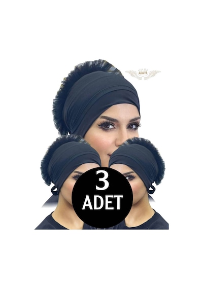 Aldaıyr 3 Adet Fırfır Bone Tesettür Bone Çok Renkli -2007-3-5