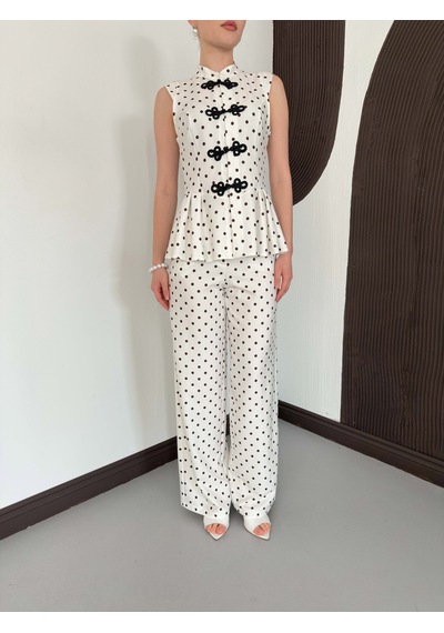 Verymoda Puantiyeli Pantolon D3075 Krem
