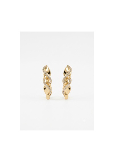 Xuping 14k Gold Rengi Kuyumcu İsçiligi Modern Tasarim Tas Detay Kararmaz Kadin Halka Küpe Gümüş - 903302872 Gümüş