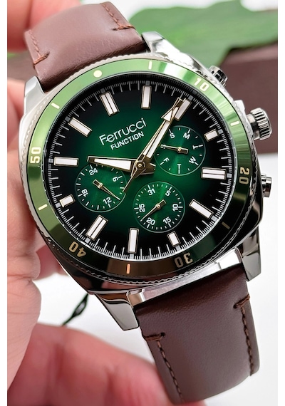 Ferrucci Kahverengi Deri Kordon, Function Erkek Kol Saati+bileklik Zmfer159 Çok Renkli