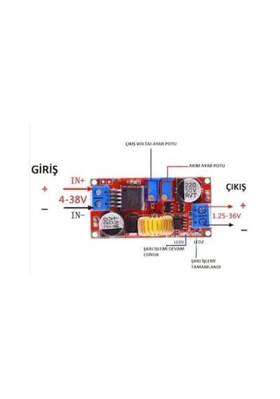Rfkumanda-Xl4015 Dc-Dc Voltaj Düşürücü 5A Lion Lipo Pil Şarj Modülü